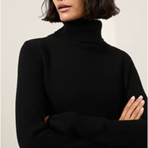 Time Tru Black New S Ribbed Turtleneck Sweater Dress Midi Autumn Preppy Crew 4 6 - Picture 2 of 5